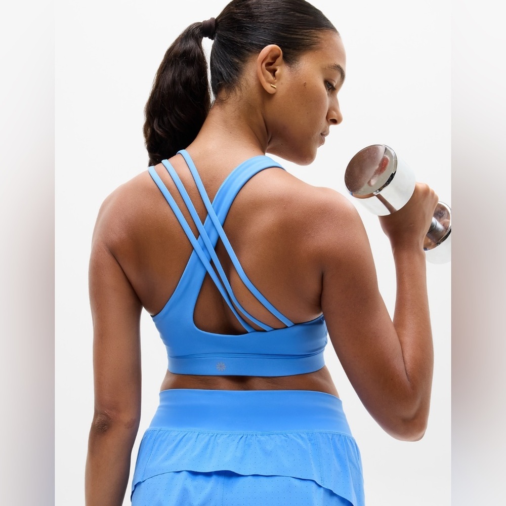 NWT Athleta Train Free Cornflower Bra Size Med ( Best for DD Cups)